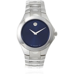 Movado Mens 606380 Luno Silver/Blue Stainless Steel Watch