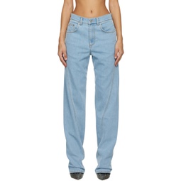 Blue Twisted Seam Jeans 241345F069032