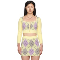 Yellow Argyle Sweater 222119F096002