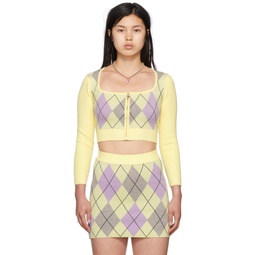 Yellow Argyle Sweater 222119F096002