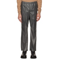 Gray Faux Leather Pants 222992M191015