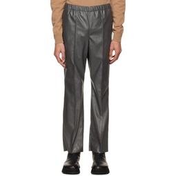 Gray Faux Leather Pants 222992M191015