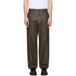 Brown Wide Faux-Leather Trousers 241992M189000