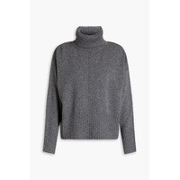 Bead-embellished melange cashmere turtleneck sweater