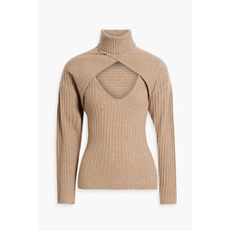 Layered ribbed wool and cashmere-blend turtleneck top