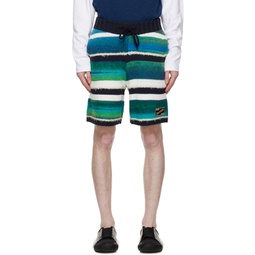 Green Striped Shorts 231197M193006