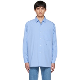 Blue Regular Collar Wind Shirt 222467M192005