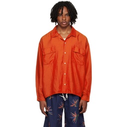 Orange Open Collar Shirt 241467M192011