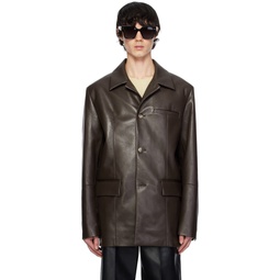 Brown Danick Regenerated Leather Jacket 241845M180002