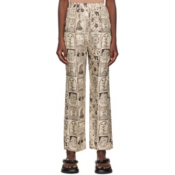 Beige Graphic Trousers 222845F087011