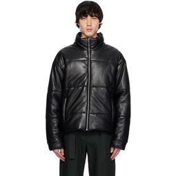 Black Marron Vegan Leather Jacket 241845M178003