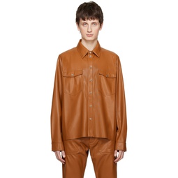 Tan Lenn Vegan Leather Shirt 231845M192057