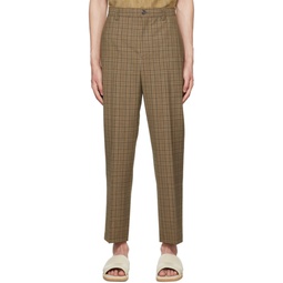 Beige Check Trousers 221845M191010