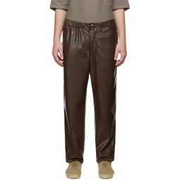 Brown Jain Faux Leather Trousers 222845M189000