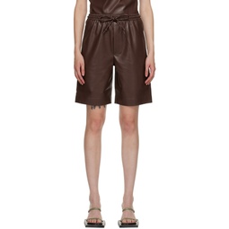 Brown Munira Vegan Leather Shorts 222845F088001