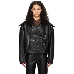 Black Ado Leather Jacket 241845F064002