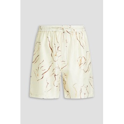 Printed silk-twill drawstring shorts