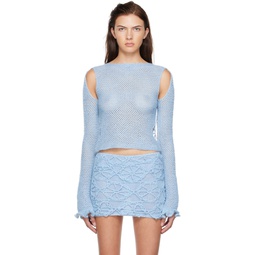 SSENSE Exclusive Blue Crocheted Sweater 222573F096001