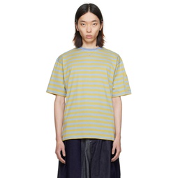 Blue   Yellow Stripe T Shirt 241821M213012