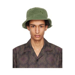 Green Embroidered Bucket Hat 222821M140008