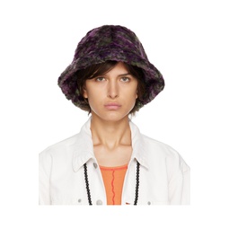 Purple   Green Faux Fur Bucket Hat 222821F015007
