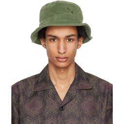 Green Embroidered Bucket Hat 222821M140008