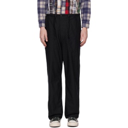 Black String Fatigue Trousers 232821M191003