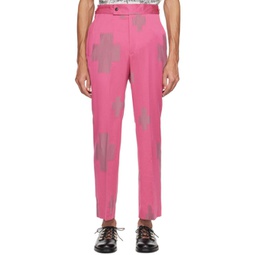 Pink Jacquard Trousers 231821M191001