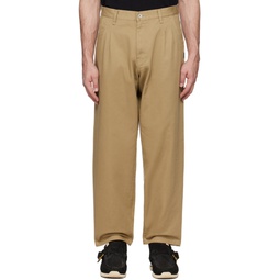 Beige Two Tuck Trousers 241019M191003
