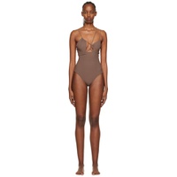 SSSENSE Exclusive Brown Strappy One Piece Swimsuit 222334F103028
