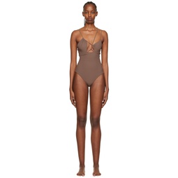 SSSENSE Exclusive Brown Strappy One Piece Swimsuit 222334F103028