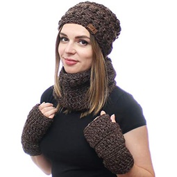 NFB Knitted Hat Scarf & Glove Set for Cold Weather for Women Soft Warm Gift for her
