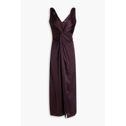 Josephine twist-front cutout silk-satin crepe midi dress