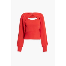 Allison layered ribbed-knit top