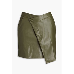 Gabriella wrap-effect faux leather mini skirt