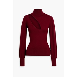 Aliyah cutout wool and cotton-blend turtleneck top