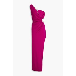 Defano one-shoulder ruched cutout jersey gown