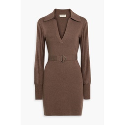 Adara belted wool and cotton-blend mini dress
