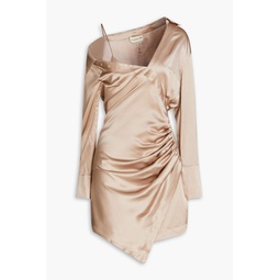 Eliana cold-shoulder ruched silk-satin mini dress