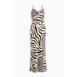 Simone zebra-print silk-satin maxi dress