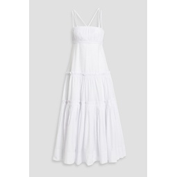 Novi tiered pleated cotton-poplin maxi dress
