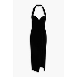 Nabine velvet halterneck midi dress