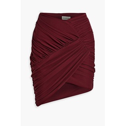 Atalie ruched stretch-jersey mini skirt
