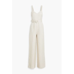 Yvette belted linen-blend wide-leg jumpsuit