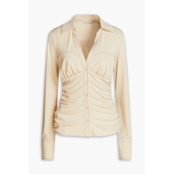 Rosalie ruched stretch-crepe shirt