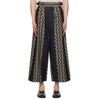 Black Two Pleat Trousers 231363M191000