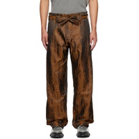 Brown Graphic Trousers 222363M191005