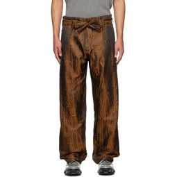 Brown Graphic Trousers 222363M191005