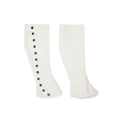 White Gwen Spats Faux Leather Leg Warmers 241126F076004
