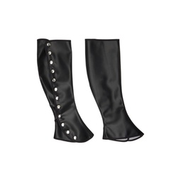 Black Gwen Spats Faux Leather Leg Warmers 241126F076003